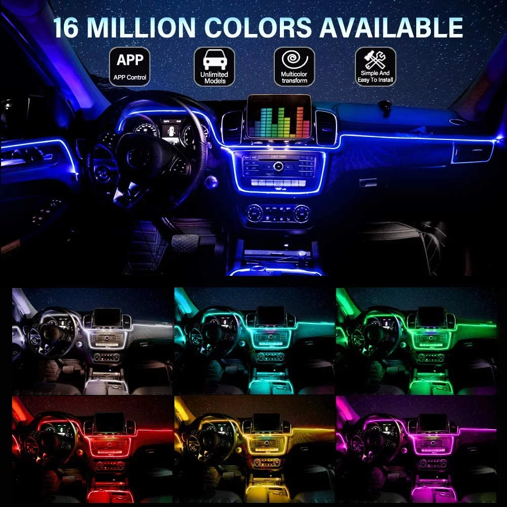 Exotrec® 6M RGB LED Car Interior Light Strip – Music Sync Neon Lamp for Universal Vehicles