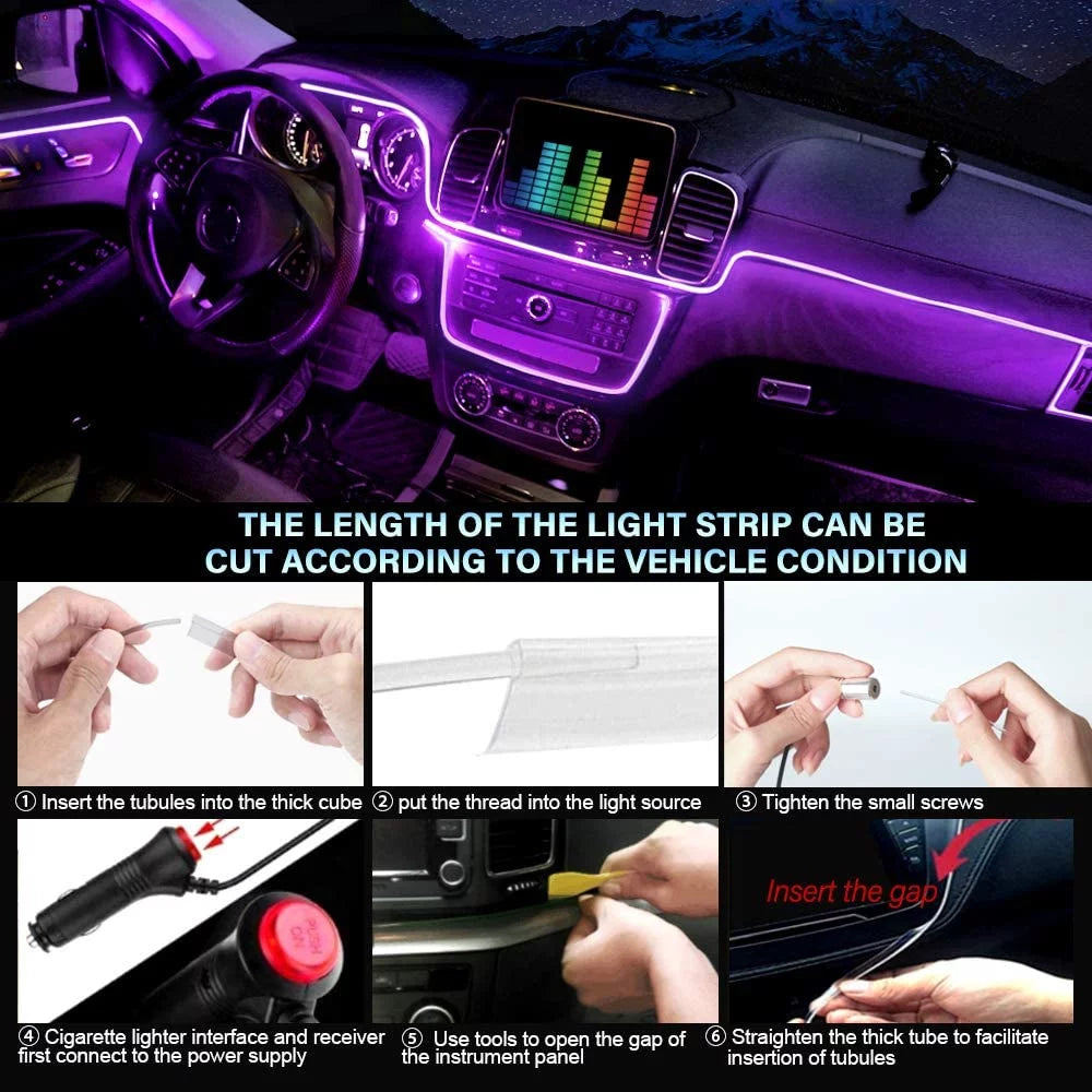 Exotrec® 6M RGB LED Car Interior Light Strip – Music Sync Neon Lamp for Universal Vehicles